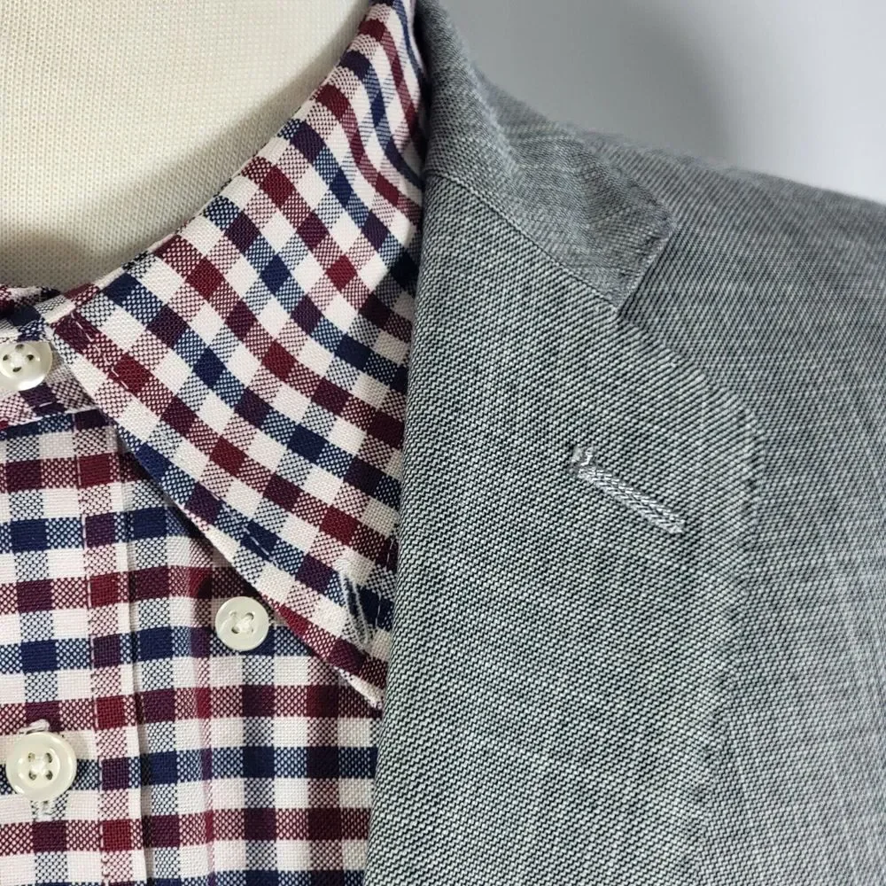 Van Heusen Men's Sport Coat Blazer Two Button Gray Sharskin Polyester Blend 48R‎